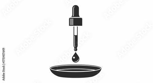 Black icon of a laboratory dropper dispensing a liquid drop into a petri dish.