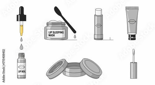 Assortment of Lip Care Products Oil Mask Balm Gloss and Treatment.