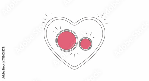 Abstract heart icon with two vibrant pink glowing circles inside.
