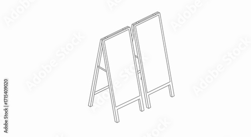 A pair of blank Aframe sidewalk signs in a minimalist grey line art illustration.