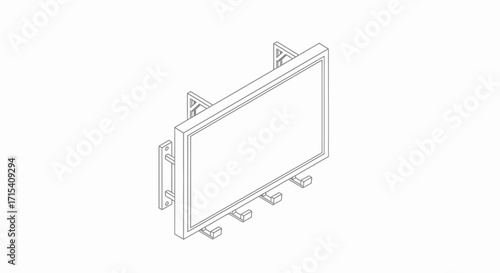 Wallmounted sign holder with coat hooks.