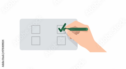 A persons hand holding a green marker and putting a checkmark in a checkbox on a list.