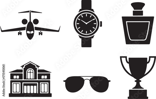 Luxury lifestyle symbols success wealth achievement icons