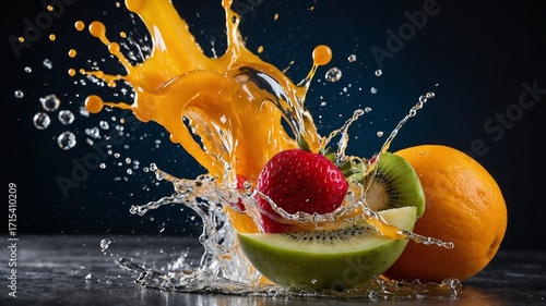 fruit in water splash