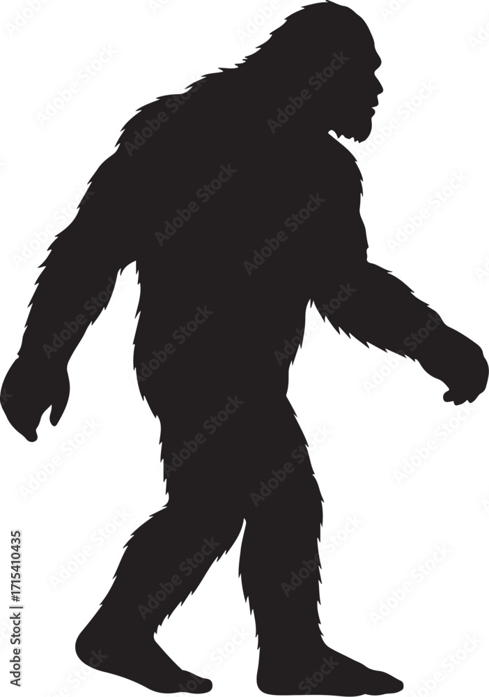 Fototapeta premium Silhouette of bigfoot walking mysterious creature silhouette