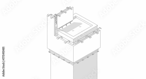 Isometric Architectural Illustration of a Billboard Structure.