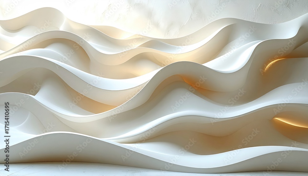 Fototapeta premium Abstract waves of off-white, lit from within