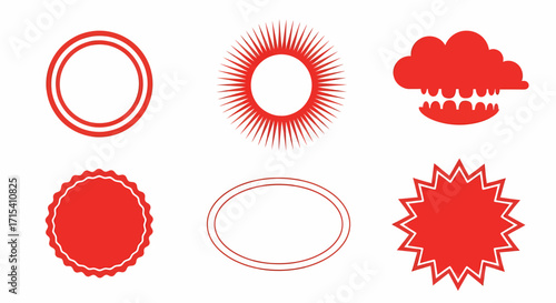 Collection of Six Red Geometric Frame Shapes.