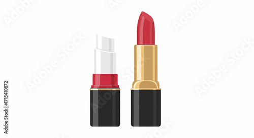 Two lipsticks one vibrant red and one clear in stylish black and goldred casings.