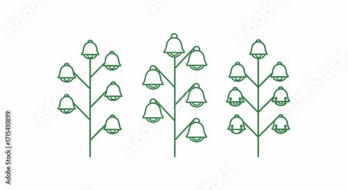 Stylized Green BellShaped Flowers on Stems.