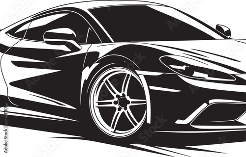 Sleek modern sports car silhouette artistic silhouette
