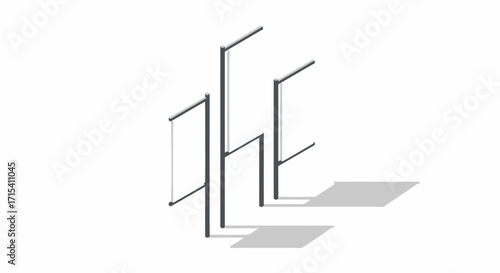 Isometric Illustration of a Triple Parallel Bar Set.
