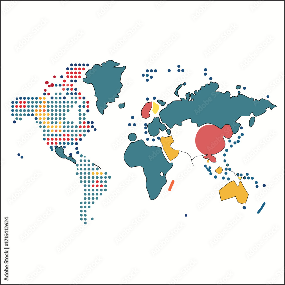 Fototapeta premium World map. Flat Earth worldmap with continent silhouettes