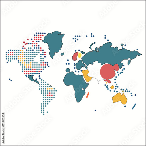 World map. Flat Earth worldmap with continent silhouettes