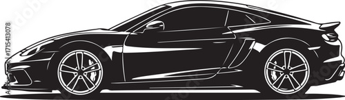 Sleek black sports car profile silhouette