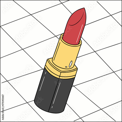 Lipstick Flat Design Beauty Icon with Side Shadow