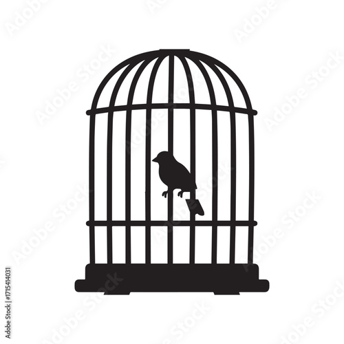 A vector illustration of a bird cage outline silhouette. 