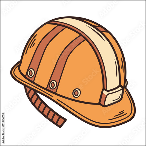 A high-quality vector illustration of an oilfield worker safety helmet, isolated on a white background
