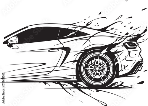 Dynamic sports car speed abstract art silhouette