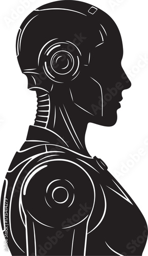 Robotic humanoid profile silhouette scifi silhouette