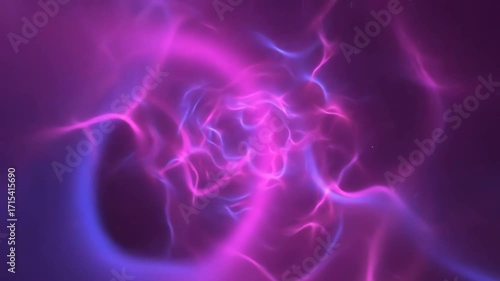 Iridescent pink and blue cosmic energy pulses with soft rhythm in an abstract, seamlessly looping field infinity, display, electronic