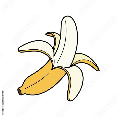 Healthy peeled banana fruit illustration fresh ripe tropical food ingredient natural organic snack food vector