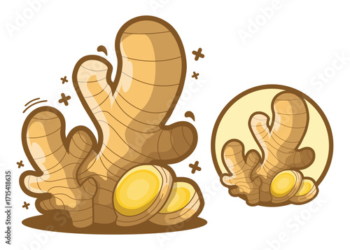Fresh Root Spice Cartoon Ginger Vector