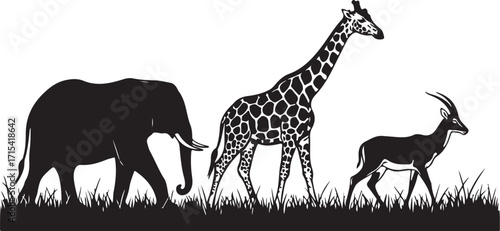 African savannah wildlife silhouette collection silhouette