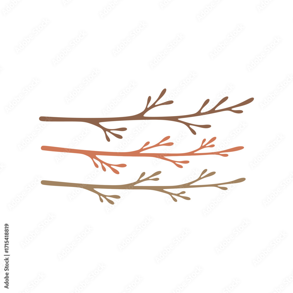 Fototapeta premium Minimalist nature branches with subtle budding hints for elegant spring and botanical designs vector