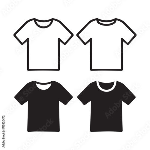 Minimalist Scalable Vector Graphic of Distinct T-Shirt Icon Designs Silhouettes.