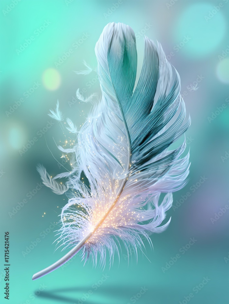 Obraz premium Delicate feather with soft pastel colors. Liberation art system, proven liberation art system for wisdom, liberation art system unlocking freedom
