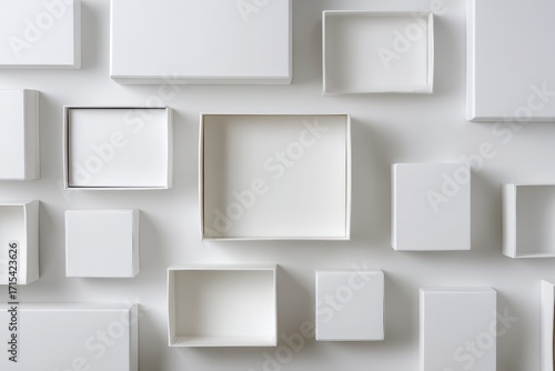 Minimalist White Boxes - A Clean and Modern Arrangement.