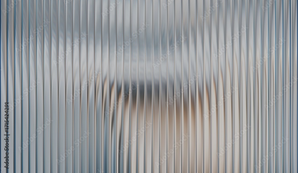 Αυτοκόλλητο Iridescent glass ripple background with vertical ribbed glass effect, white grad