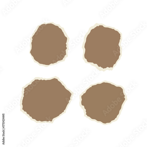 Four organic abstract earthy brown paint splatters ink blots textured elements watercolor brush strokes grunge vector