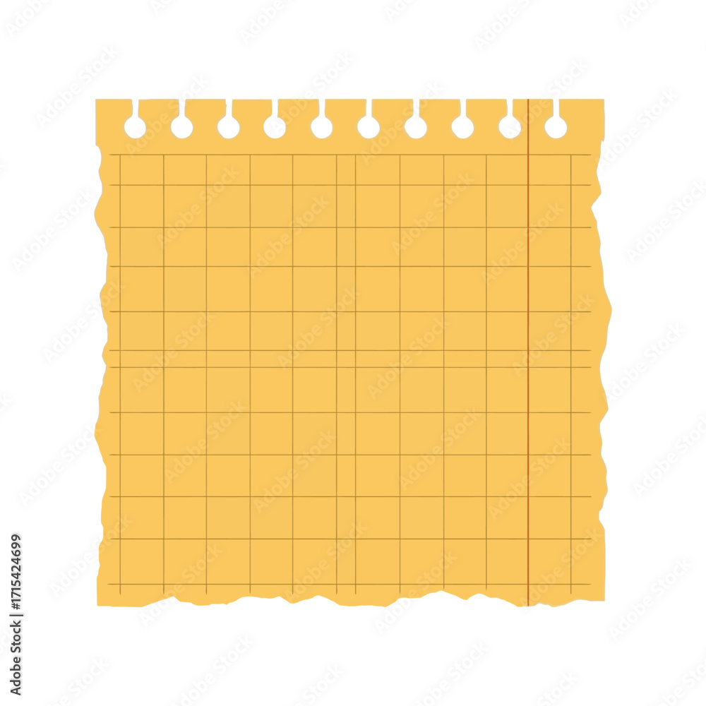 Obraz premium Torn paper grid notebook sheet illustration simple retro design element vector