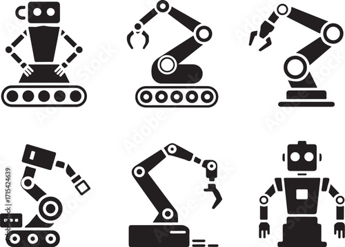 Modern robots and automation icons