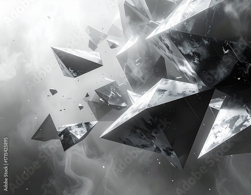 Black White Crystal Shards
