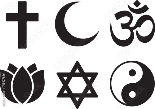 Diverse faith symbols unite for peace and understanding
