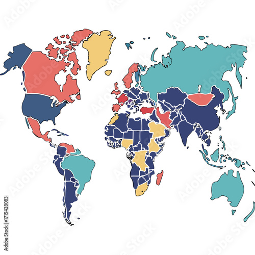 Colorful world map visualization for global business expansion and marketing design