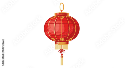 Vibrant Red Chinese Lantern Illustration, Symbol of Celebration and Prosperity, Ideal for Cultural Events, Festivals, and Decorative Designs