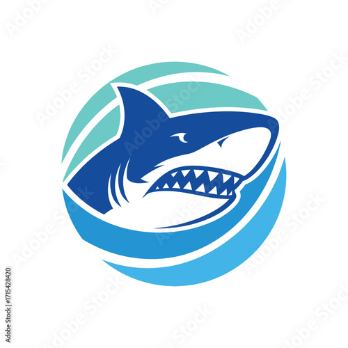 Fierce shark head mascot logo design.