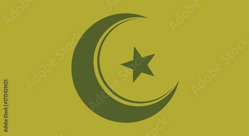 Islamic Crescent and Star Symbol in Earthy Tones for Religious Observance, Cultural Representation, and Design Projects