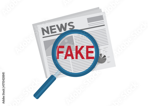 Find fake news with white background flat design vector illustration