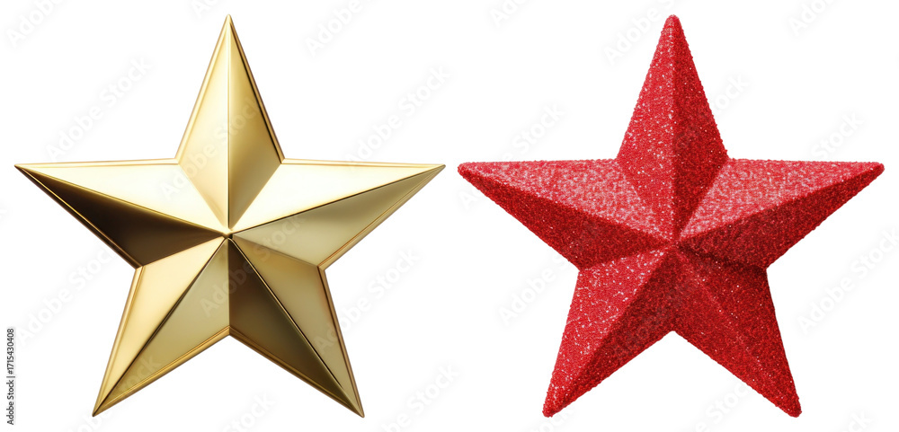 Obraz premium PNG Shiny decorative star duo, element set on transparent background