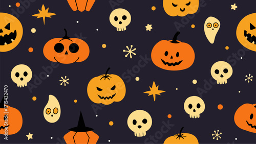 Hand drawn halloween seamless pattern for spooky designs