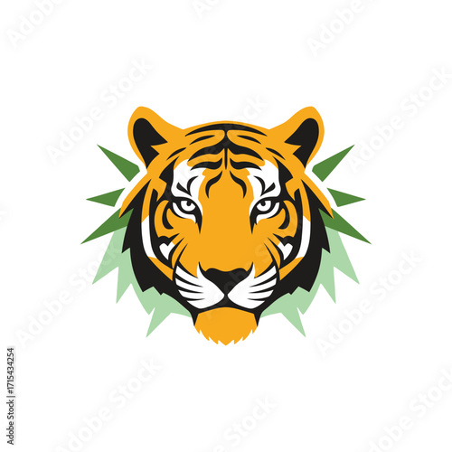 Tiger Head Emblem with Green Spiky Accents.