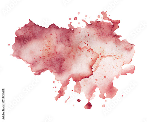 Pink Watercolor Paint Stain Texture Isolated on Transparent Background