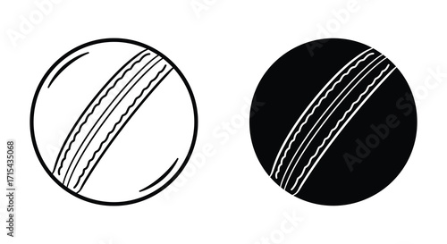 Simple black and white illustration of two cricket balls side by side