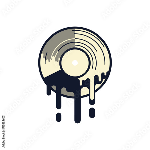 Melting Vinyl Record Abstract Art Design.