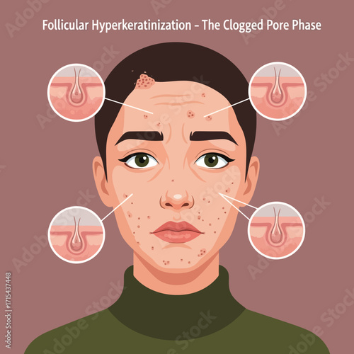 Understanding clogged pores and acne. a visual guide for skincare and dermatological education